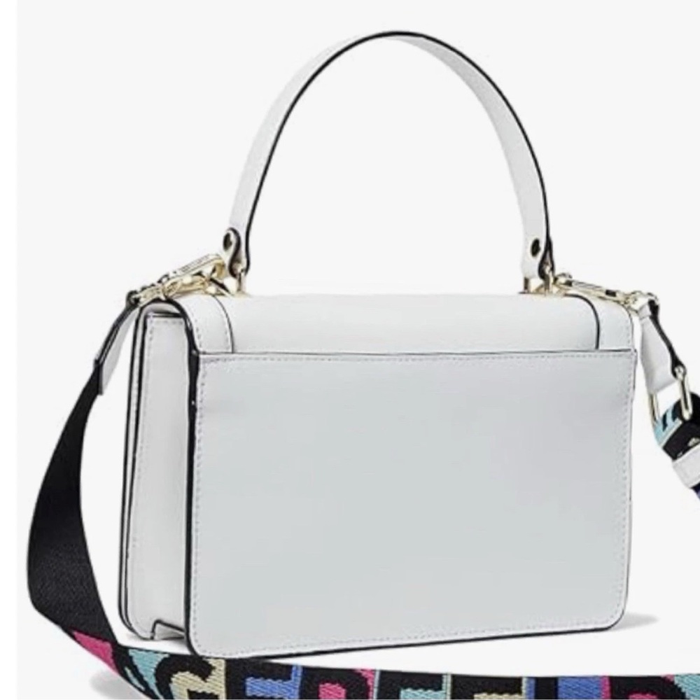 KARL LAGERFELD Legacy Simone White Crossbody Bag Top Handle Color Logo LIKE NEW - Picture 3 of 16